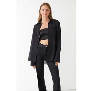 & Other Stories Sheer Oversized Shirt In Black 4